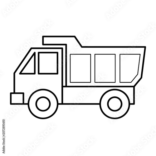 Line drawing of a garbage truck