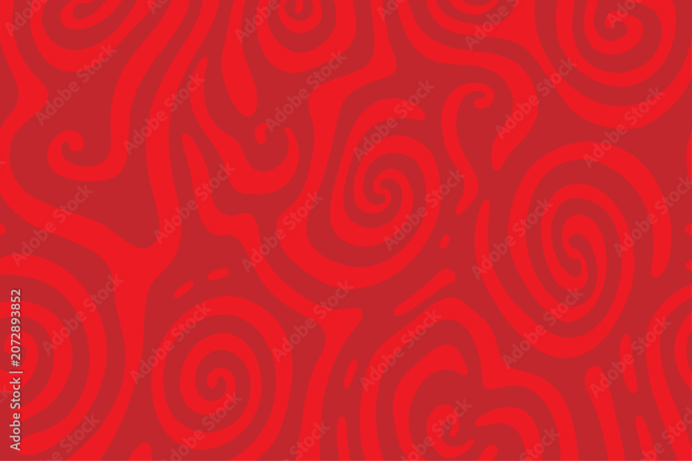 Fototapeta premium Abstract red smooth wavy seamless loop background, Vibrant liquid red abstract art with white splashes on a dynamic background, red fabric distressed texture, pattern, Optical, illustration,