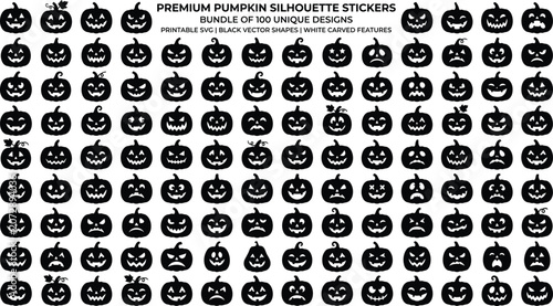 Halloween Silhouette Pumpkin Stickers for Crafting and Design
