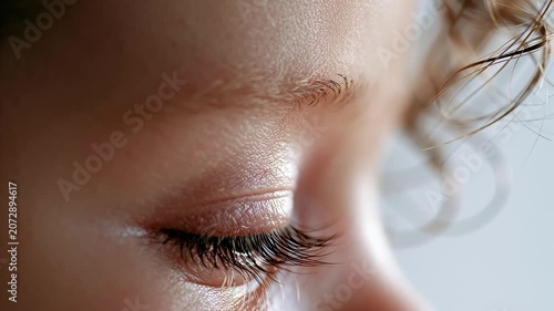 Macro Close-Up of Newborn Eyelashes in Soft Daylight