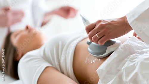 Doctor Performing Ultrasound Examination on Patient Close-Up