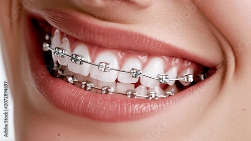 Crowded Teeth with Braces Close-Up Front View