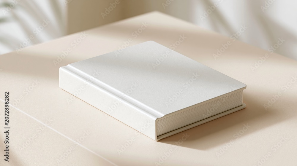 Fototapeta premium Blank white hardcover book on table