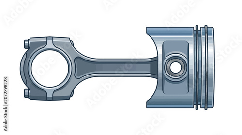 Картината върху платно Metallic internal combustion engine piston connecting rod component for mechanical, industrial, and automotive designs