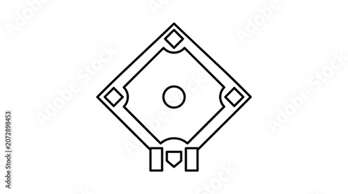 Konstfotografi Simple white baseball diamond outline for sports venue base layout icon