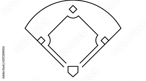 Valokuva Minimalist baseball infield diagram perfect for sports presentations, coaching materials, educational resources, or sportsthemed design projects