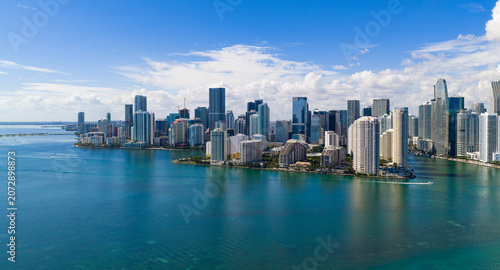 Fotografie Miami Brickell skyline with iconic towers near bay
