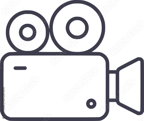 Video camera outline icon linear vector illustration on white background