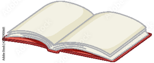 Open Blank Notebook with Red Cover Vector Illustration on White Background