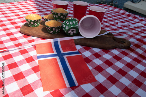 Norway Football Party with Cakes, Bunting and Match Day Celebrations