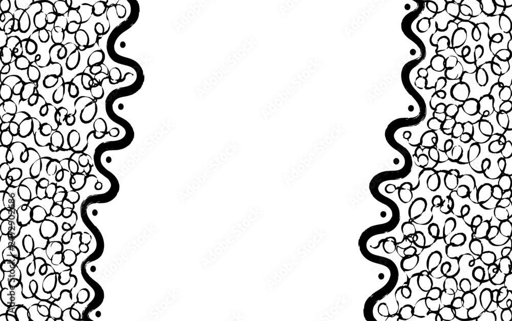 Fototapeta premium Hand Drawn Abstract Squiggle Border Frame with Copy Space Monochrome Illustration