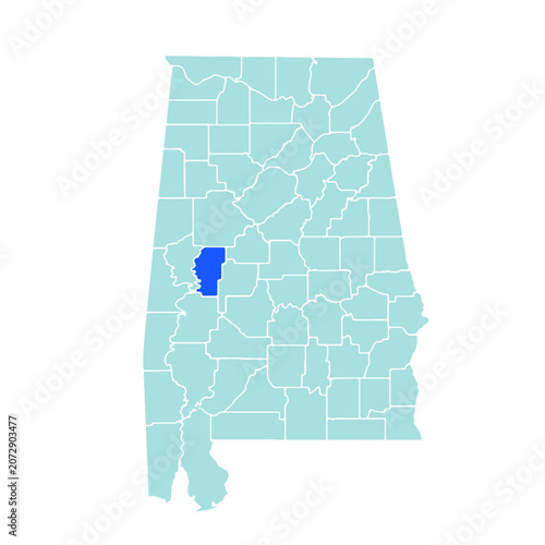 Canvastavla Hale County highlighted in blue on Alabama state map with blue theme
