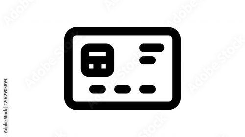 debit card animated Line Icons Premium 4K, Modern Minimal Outline Motion Graphics Collection