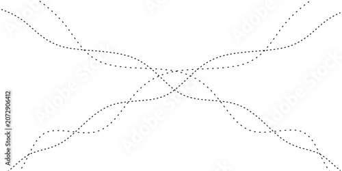 Minimal abstract wave lines. Black dotted waves lines. Thin wavy lines background. Soft curvy lines motion background. Simple dynamic curves line.