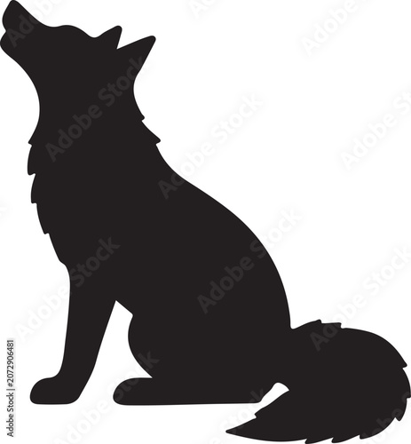 Tableau sur toile Fox Black Silhouette Wild Animal Vector Icon