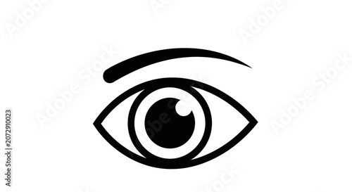 Minimalist black eye icon with eyebrow on white background