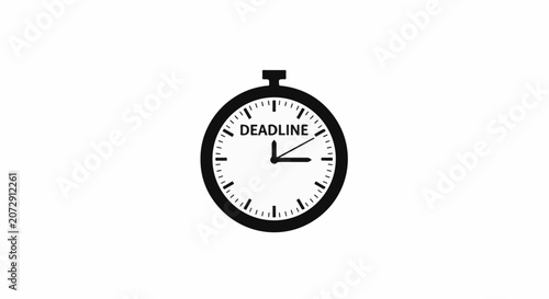 A stopwatch with a white face and black border displays the word DEADLINE at the top