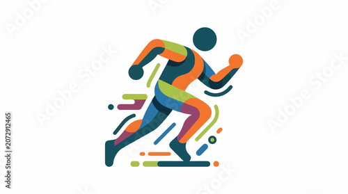A colorful abstract illustration of a person running with dynamic lines