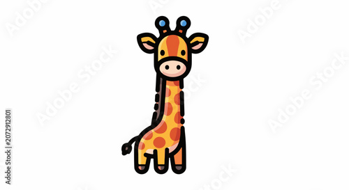 A colorful cartoon giraffe with a cheerful expression