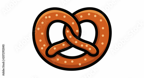 A cartoon-style illustration of a brown pretzel with light-brown spots on a white background
