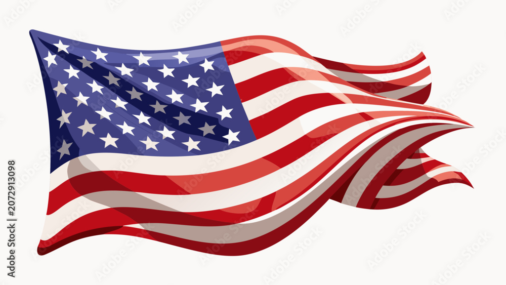 Obraz premium American flag waving in wind with dynamic motion and patriotic colors