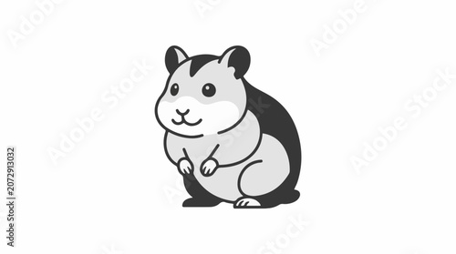 A cute cartoon hamster with black and white fur