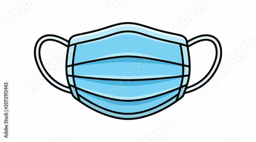 A simple cartoon drawing of a blue surgical face mask