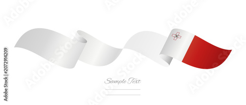 Obraz na płótnie Maltese flag ribbon vector illustration