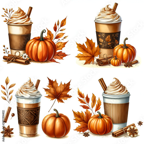 Cozy pumpkin spice latte in a to-go cup with whipped cream and a dusting of cinnamon