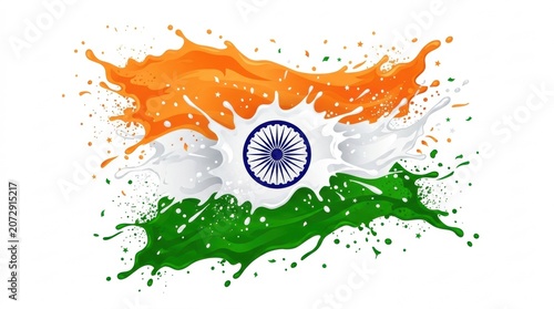 Vibrant india flag design with dynamic liquid splashes