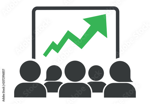 Business Growth Presentation Illustration Showing Financial Performance, Revenue Increase and Corporate Analytics Training Concepts Together