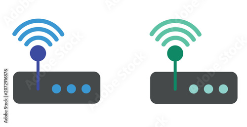 Wireless WiFi Router and Internet Connectivity Icons Representing Network Communication, Broadband Access and Digital Connection Technology