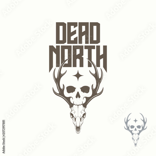Dead North Skull Deer Logo Vintage Illustration