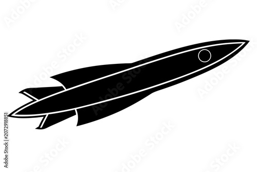 Space ship silhouette vector, Rocket icon black symbol
