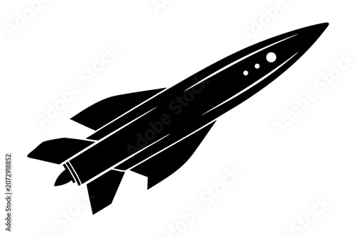Space ship silhouette vector, Rocket icon black symbol
