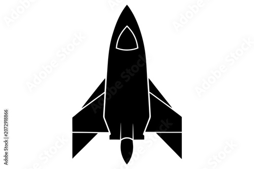 Space ship silhouette vector, Rocket icon black symbol

