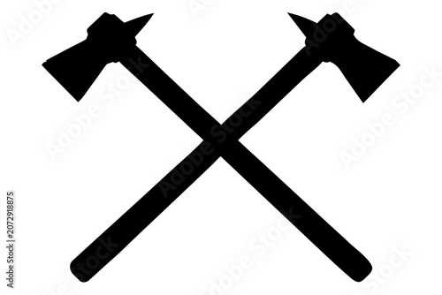 Two crossed hammers silhouette vector, hammer icon vector illustration