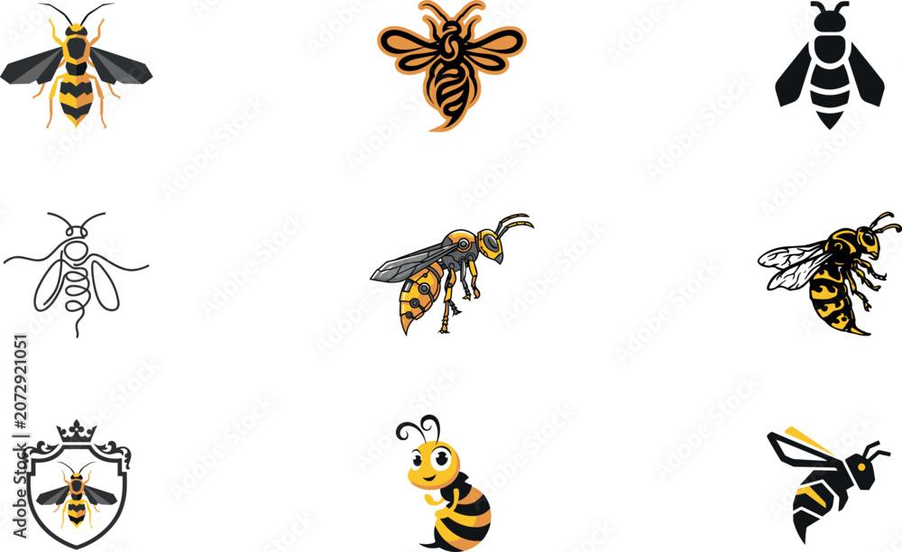 Obraz premium Scorpion Logo and Badge Icon Set Featuring Tribal Tattoo, Line Art, Cartoon Mascot, Shield Emblem, and Realistic Desert Arachnid Vector Designs