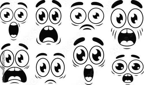 Tableau sur toile Set of cartoon eyes expressing different emotional states and reactions with exp