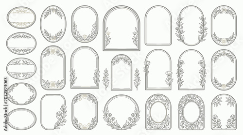 Elegant floral frames: Vintage design elements for invitations and cards