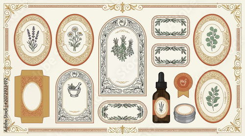 Vintage Botanical Labels and Jars for Herbal Products