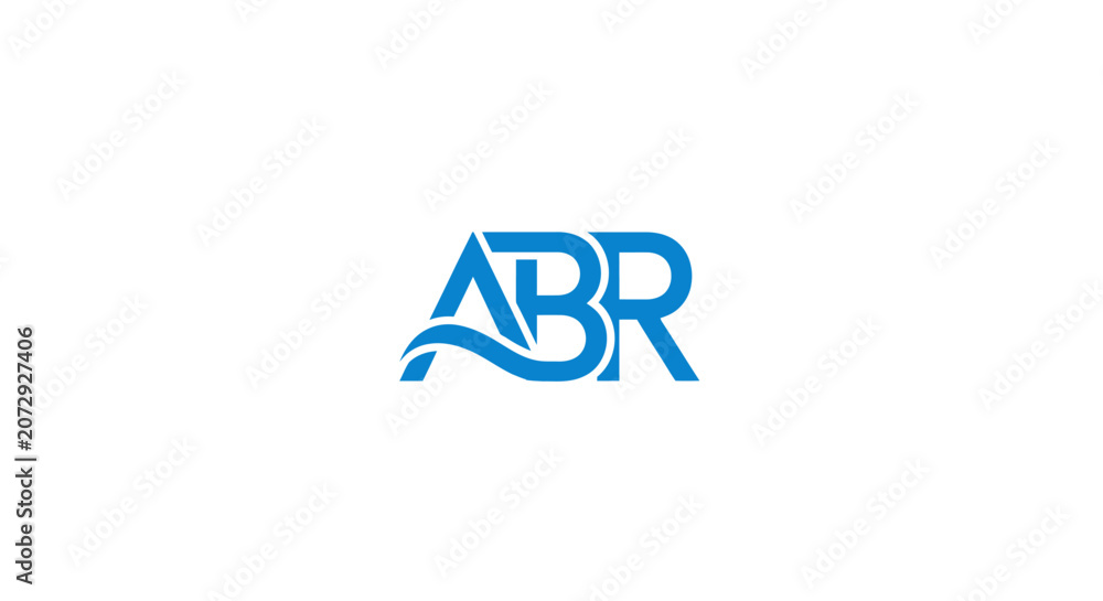 Fototapeta premium Blue ABR typography logo with wave underline.