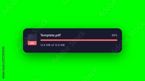 Document Upload Progress Interface with Completed File Transfer on Green Screen