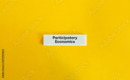 Participatory economics text on yellow background concept