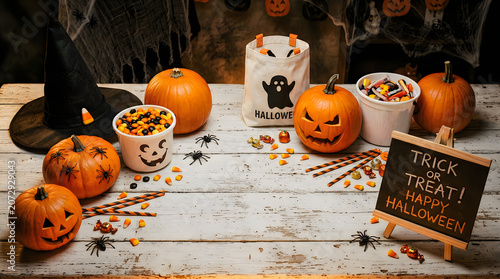 Halloween Decorations Isolated on Indoor Still Life Pumpkins on a transparent background