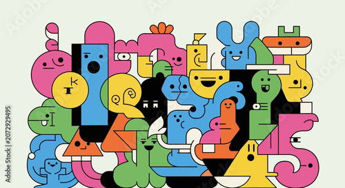 Whimsical Doodle Characters | Fun Cartoon Abstract Art