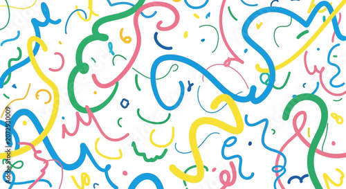 Colorful Abstract Wavy Lines and Dots on White Background