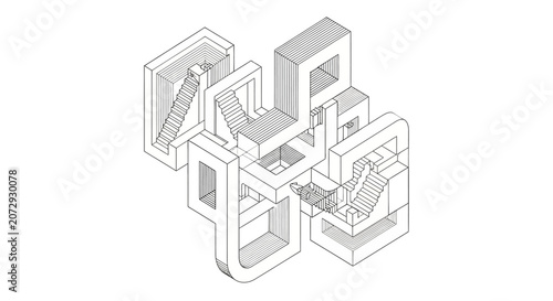 Conceptual Abstract Architectural Design with Stairs