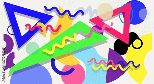 Retro Abstract Geometric Shapes Memphis Style Background