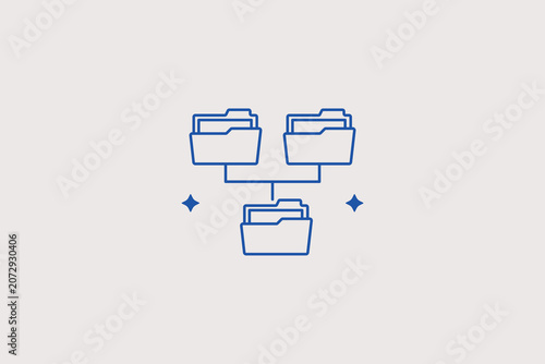 Photos Hierarchical layout folder structure schema line icon for digital archive